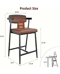 gaomon 26" Counter Height Bar Stools Set of 2 with Armrests