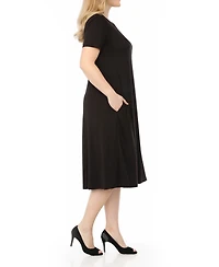 White Mark Women's Tee Swing Midi Dress