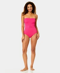 Anne Cole Women's Belted Bandeau Neck Strapless One-Piece Swimsuit