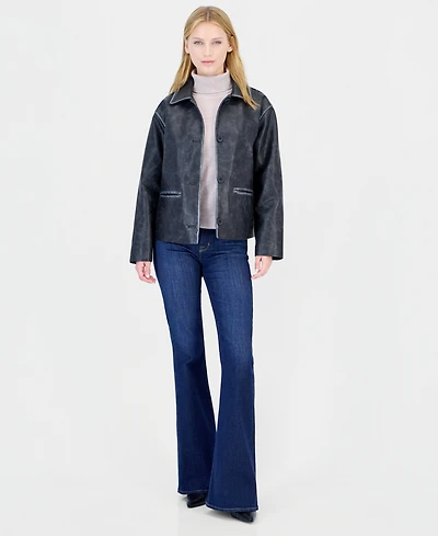 CoffeeShop Women's Oversized Faux Leather Coat