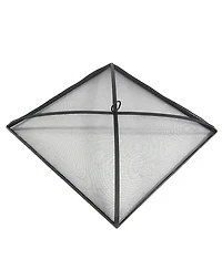 Outdoor Heavy-Duty Steel Mesh Square Easy-Opening Camp Fire Pit Spark Screen Lid