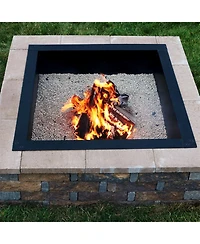Outdoor Heavy-Duty Steel Portable Above Ground or In-Ground Square Fire Pit Liner Ring - Black