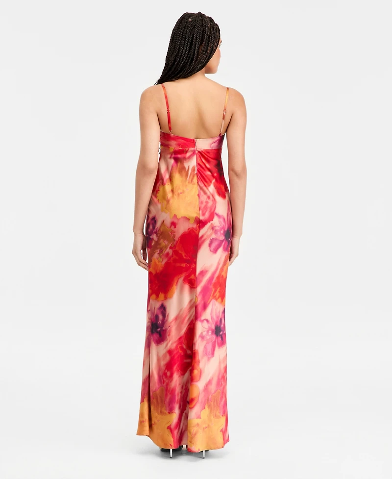 Seni & Cade Juniors' Hardware-Trim Satin Slip Dress