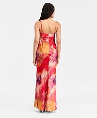 Seni & Cade Juniors' Hardware-Trim Satin Slip Dress