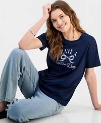 Grayson Threads, The Label Juniors' Bow Graphic-Print Tee