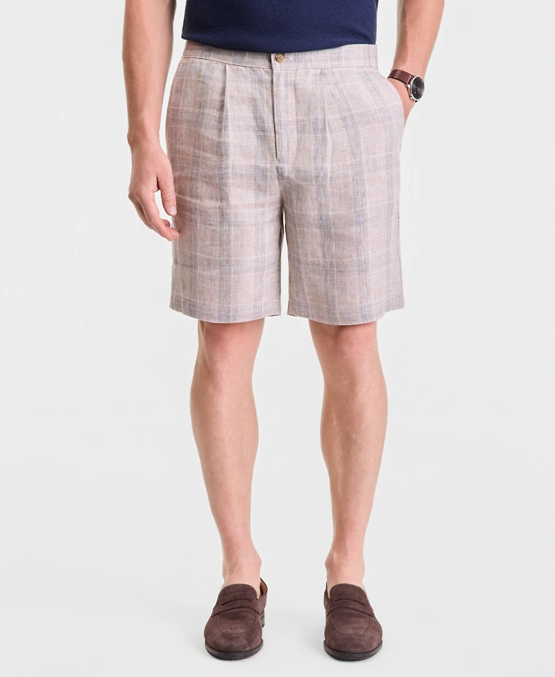 Club Room Men's Dash Plaid Linen Shorts, Macy's Exclusive - Yd