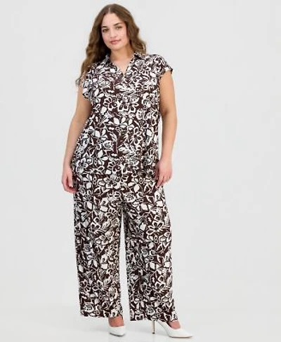 Anne Klein Essentials Cap Sleeve Blouse Wide Leg Pants