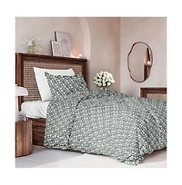Cgk Unlimited Duvet Floral Cover Set with Pillow Sham, Zipper Closure & Corner Ties