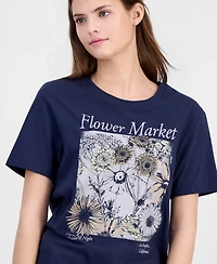 Love Tribe Juniors' Flower Market Crewneck Tee