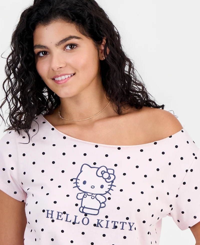 Love Tribe Juniors' Hello Kitty Off-The-Shoulder Tee