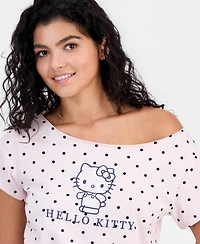 Love Tribe Juniors' Hello Kitty Off-The-Shoulder Tee