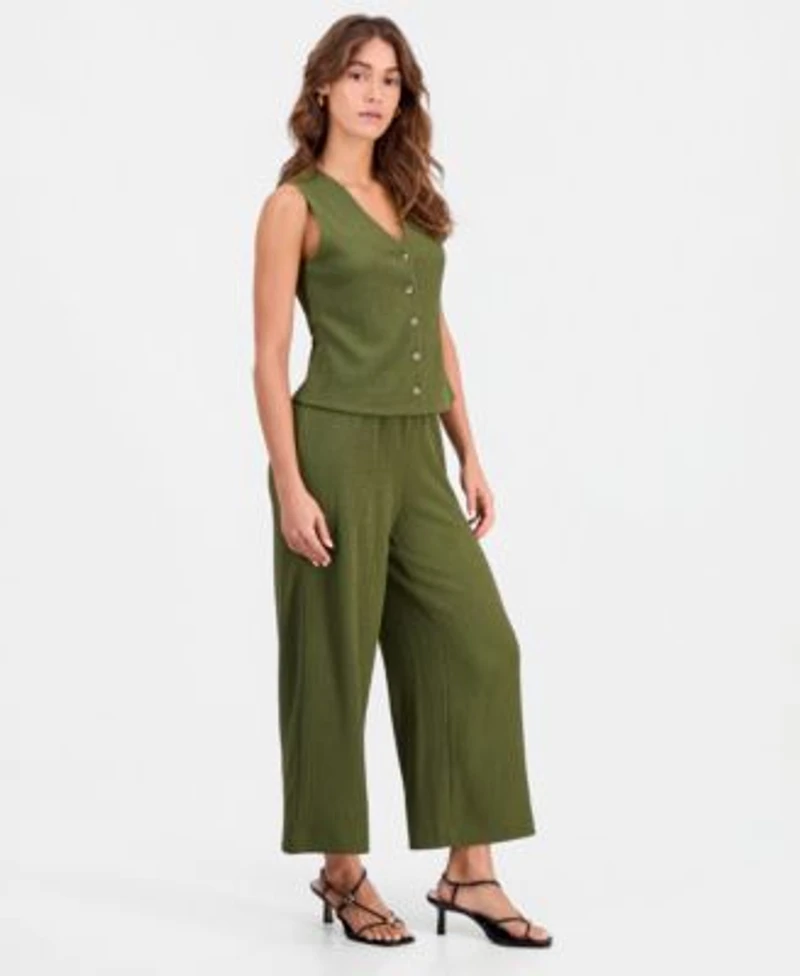 Bar Iii Womens Textured Knit Vest Textured Knit Pull On Pants Macys Exclusive