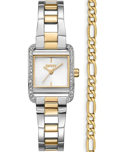 Dkny Women's Mini Quartz Two-Tone Stainless Steel Bracelet Watch 23mm and Gift Set