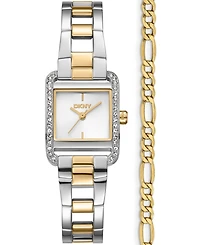 Dkny Women's Mini Quartz Two-Tone Stainless Steel Bracelet Watch 23mm and Gift Set