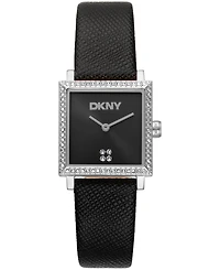 Dkny Women's Milanese Quartz Black Leather Strap Watch 24x31mm