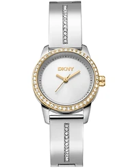 Dkny Women's Half Bangle Silver Dial Two-Tone Stainless Steel Watch 28mm
