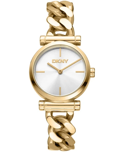 Dkny Women's Open Link Quartz Gold-Tone Stainless Steel Chain Bracelet Watch 28mm