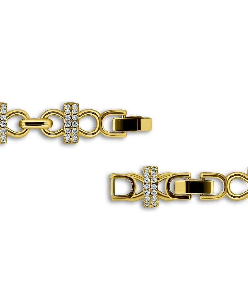 Macy's 1 5/8 ct. t. w. Glass Stone Pave Bars Between Polish Links Bracelet, Created for Macy's