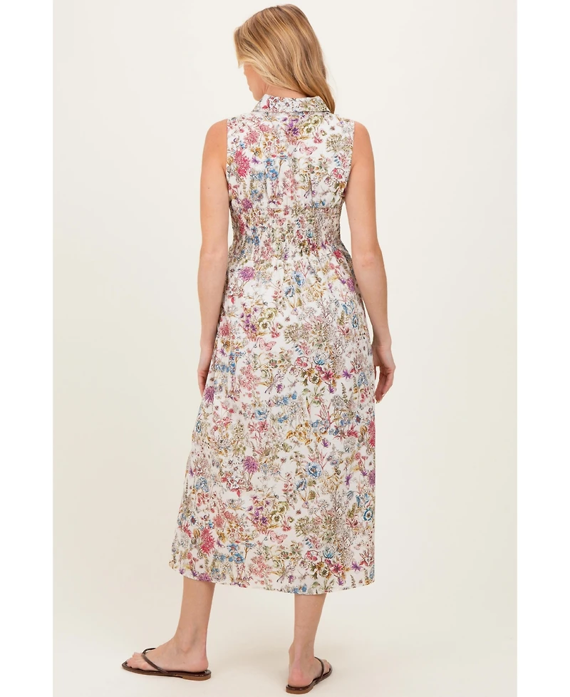 Pinkblush Maternity Multicolor Garden Print Sleeveless Shirt Dress