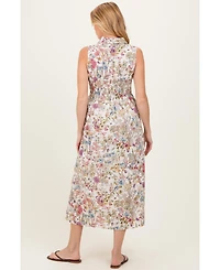 Pinkblush Maternity Multicolor Garden Print Sleeveless Shirt Dress