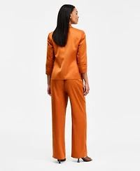 Bar Iii Womens Satin Jacket Scoop Neck Cami Pull On Pants Macys Exclusive