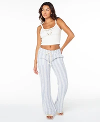 Roxy Juniors' Oceanside Striped Wide-Leg Beach Pants