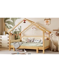 Streamdale Furniture Streamdale Twin Size Wood Treehouse Bed with Soft Cushion Rails