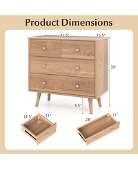 Gouun Wide 4-Drawer Wooden Dresser for Bedroom