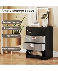 Gouun 4-Drawer Modern Chest Dresser with Open Shelf and Fabric Drawers