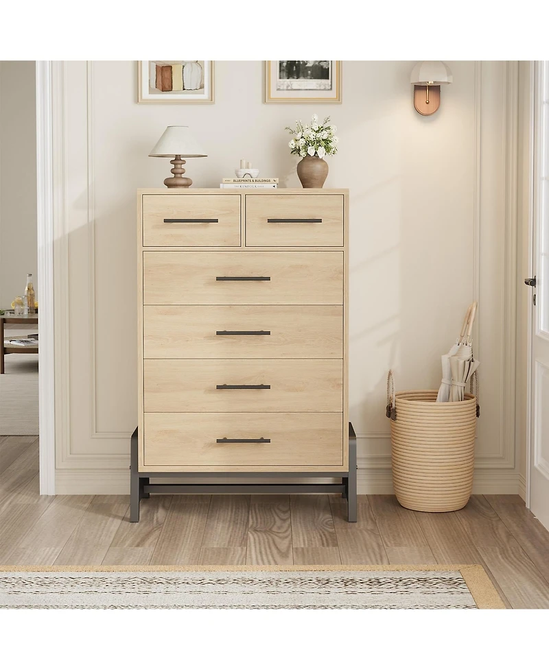 gaomon 6 Dresser for Bedroom, Freestanding 46.6 in Tall Drawer Dresser with Storage, Wooden Closet Storage Chest for Living Room, Bedroom