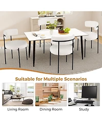 Gymax Round Dining Chairs Set of 2 with Curved Backrest Filled Sponge Metal Legs