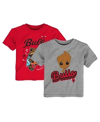 Outerstuff Toddler 2-Piece Heather Gray Chicago Bulls Guardians Of The Galaxy T-Shirt Set