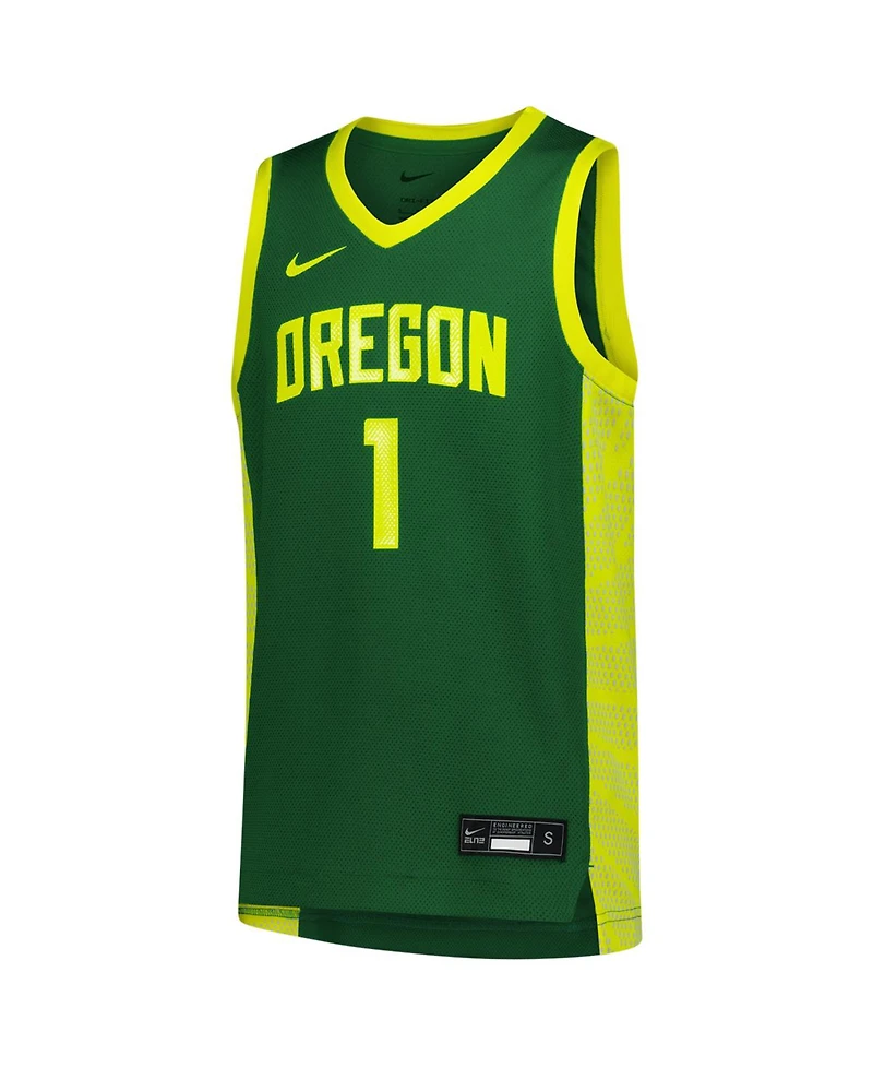 Nike Big Boys and Girls 1 Green Oregon Ducks Replica Basketball Jersey