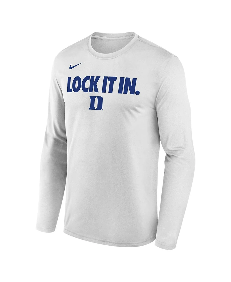 Nike Men's White Duke Blue Devils 2026 On-Court Bench Long Sleeve T-Shirt