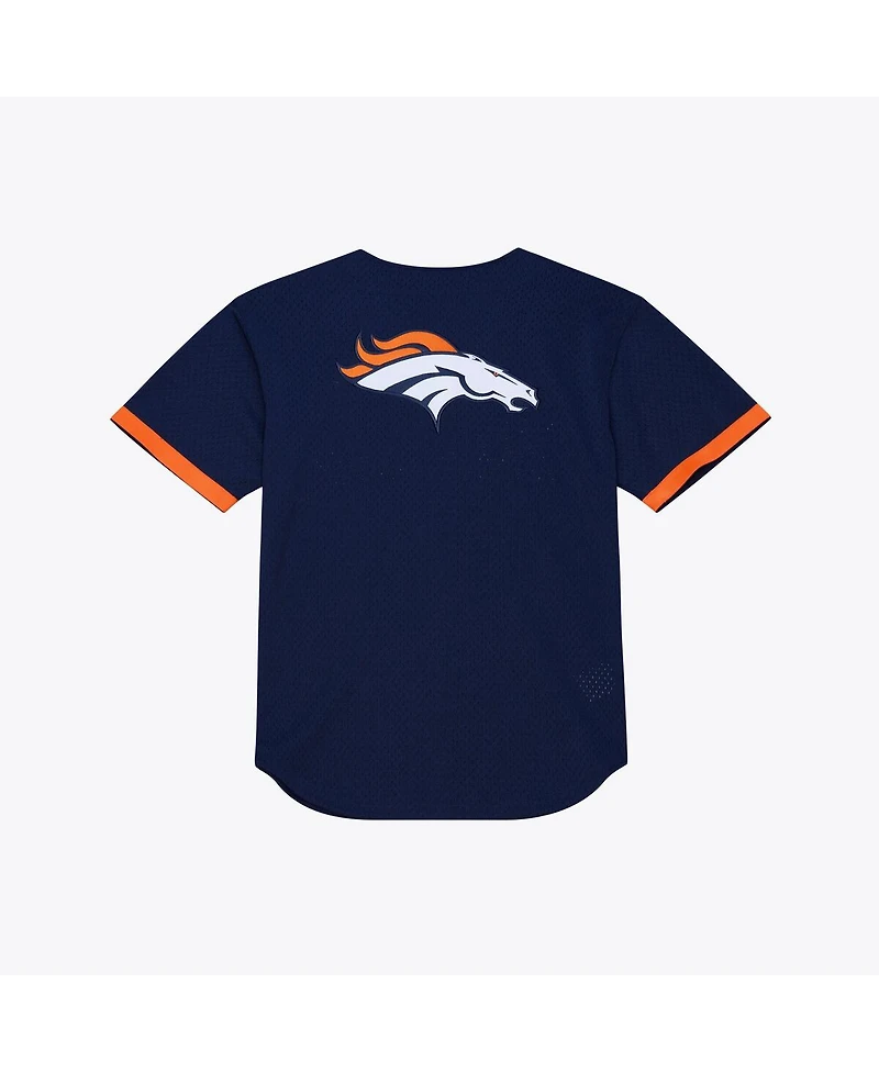 Mitchell & Ness Men's Navy Denver Broncos Head Coach Mesh Full-Button Fashion Jersey