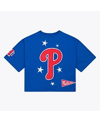Mitchell & Ness Women's Royal Philadelphia Phillies Pep Rally Cropped Boxy T-Shirt