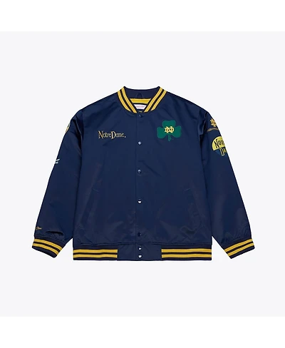 Mitchell & Ness Men's Navy Notre Dame Fighting Irish Double Clutch Lightweight Satin Full-Snap Jacket