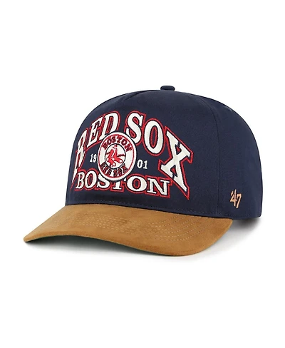 '47 Brand Men's Navy/Brown Boston Red Sox Cooperstown Break Wood Suede Hitch Adjustable Hat