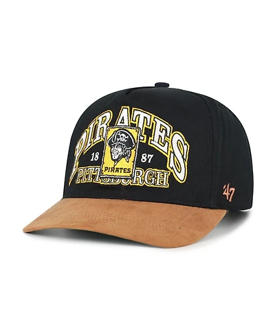 '47 Brand Men's Black/Brown Pittsburgh Pirates Cooperstown Break Wood Suede Hitch Adjustable Hat