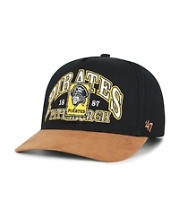 '47 Brand Men's Black/Brown Pittsburgh Pirates Cooperstown Break Wood Suede Hitch Adjustable Hat