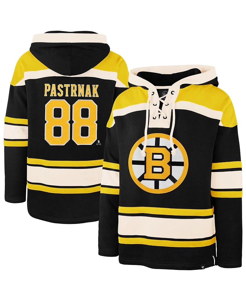'47 Brand Men's David Pastrnak Black Boston Bruins Player Name Number Lacer Hoodie