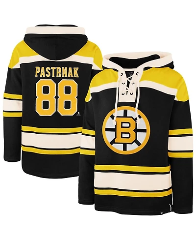 '47 Brand Men's David Pastrnak Black Boston Bruins Player Name Number Lacer Hoodie