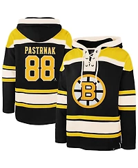 '47 Brand Men's David Pastrnak Black Boston Bruins Player Name Number Lacer Hoodie