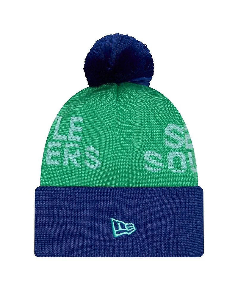 New Era Men's Green Seattle Sounders Fc 2026 Jersey Hook Cuffed Pom with Knit Hat
