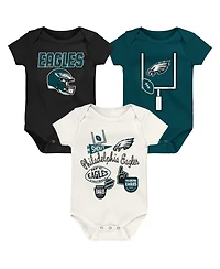 Outerstuff Baby Boys and Girls Philadelphia Eagles Littlest Player Three-Piece Bodysuit Set