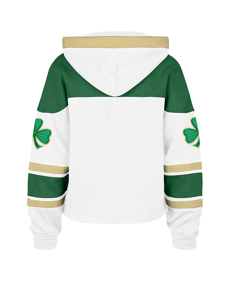 '47 Brand Women's White Chicago Blackhawks McLucky Cropped Lacer Hoodie
