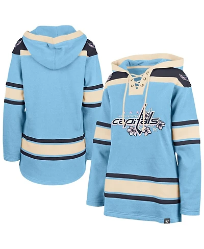 '47 Brand Women's Light Blue Washington Capitals Superior Lacer Pullover Hoodie