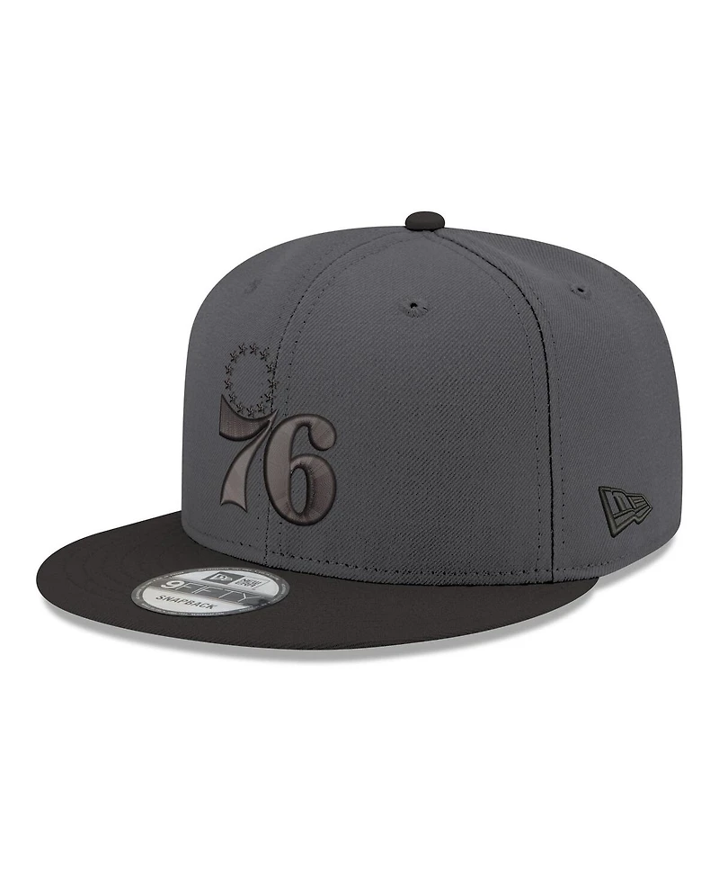 New Era Men's Gray/Black Philadelphia 76ers Logo 2-Tone 9FIFTY Snapback Hat