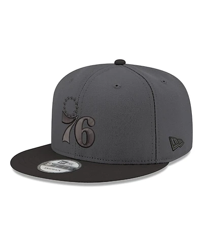New Era Men's Gray/Black Philadelphia 76ers Logo 2-Tone 9FIFTY Snapback Hat