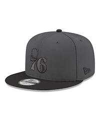 New Era Men's Gray/Black Philadelphia 76ers Logo 2-Tone 9FIFTY Snapback Hat